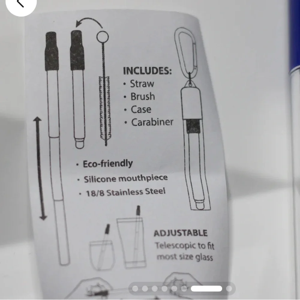 BRAND NEW Set Of Four Stainless Steel Collapsible Reusable Straws